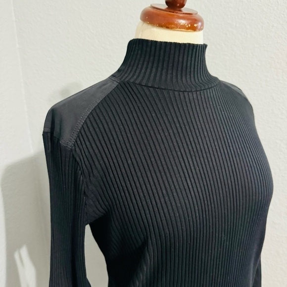 Zara Women Black Combination Turtleneck Long Sleeves Rib Tonal Appliqué Top Sz L - Picture 11 of 17